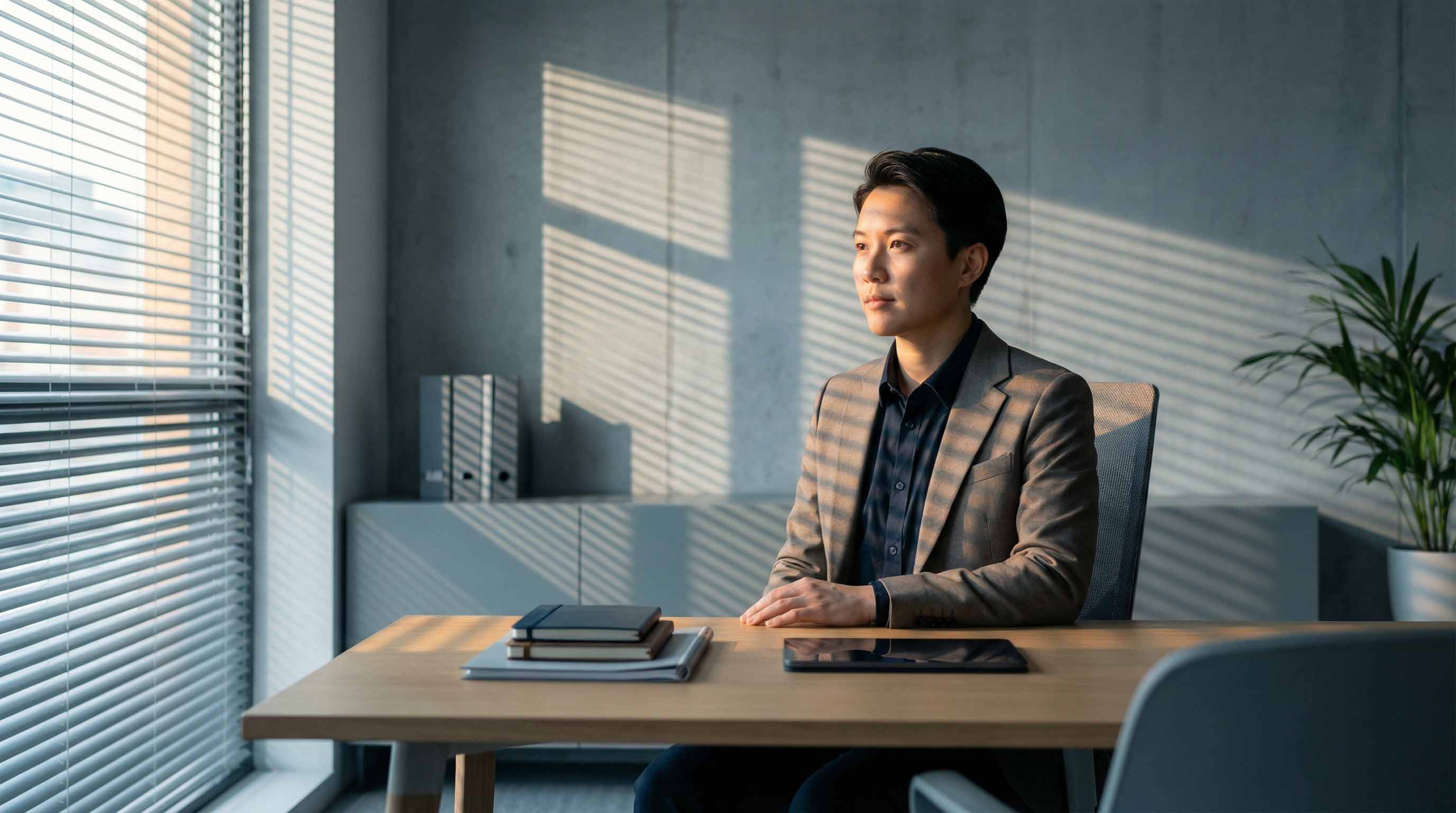 Placeholder for Venetian blind office portrait case.